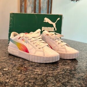 Puma call star rainbow White and Rainbow Sneakers with Platform Sole EUC 8.5